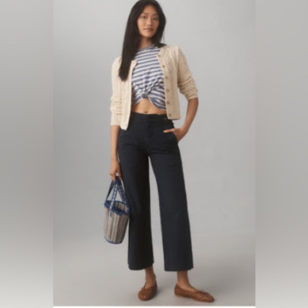 Anthropologie Pilcro Crop Wide-Leg Chino Trousers